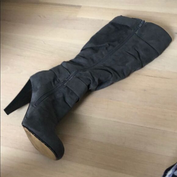 Gray Suede Knee High Boots - Picture 7 of 7